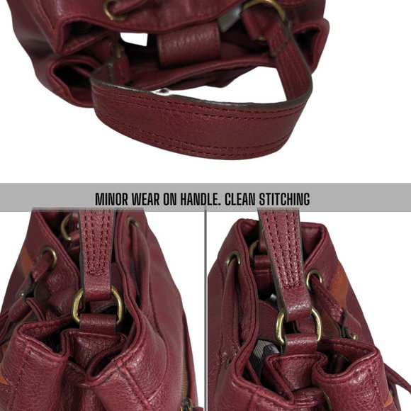 Chevron Faux Leather Convertible Cross Body Slouchy Hobo Shoulder Bag - Picture 11 of 15